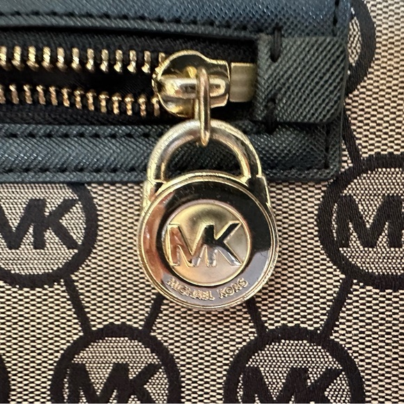 Michael Kors MK Signature Jet Set Tote Bag Large Purse Black / Brown - Picture 7 of 9